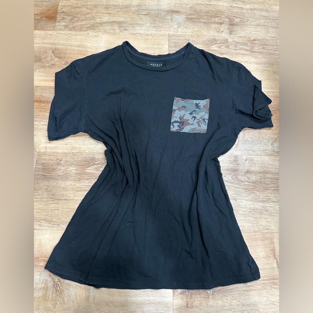 PacSun Black Tee with Camouflage Accent